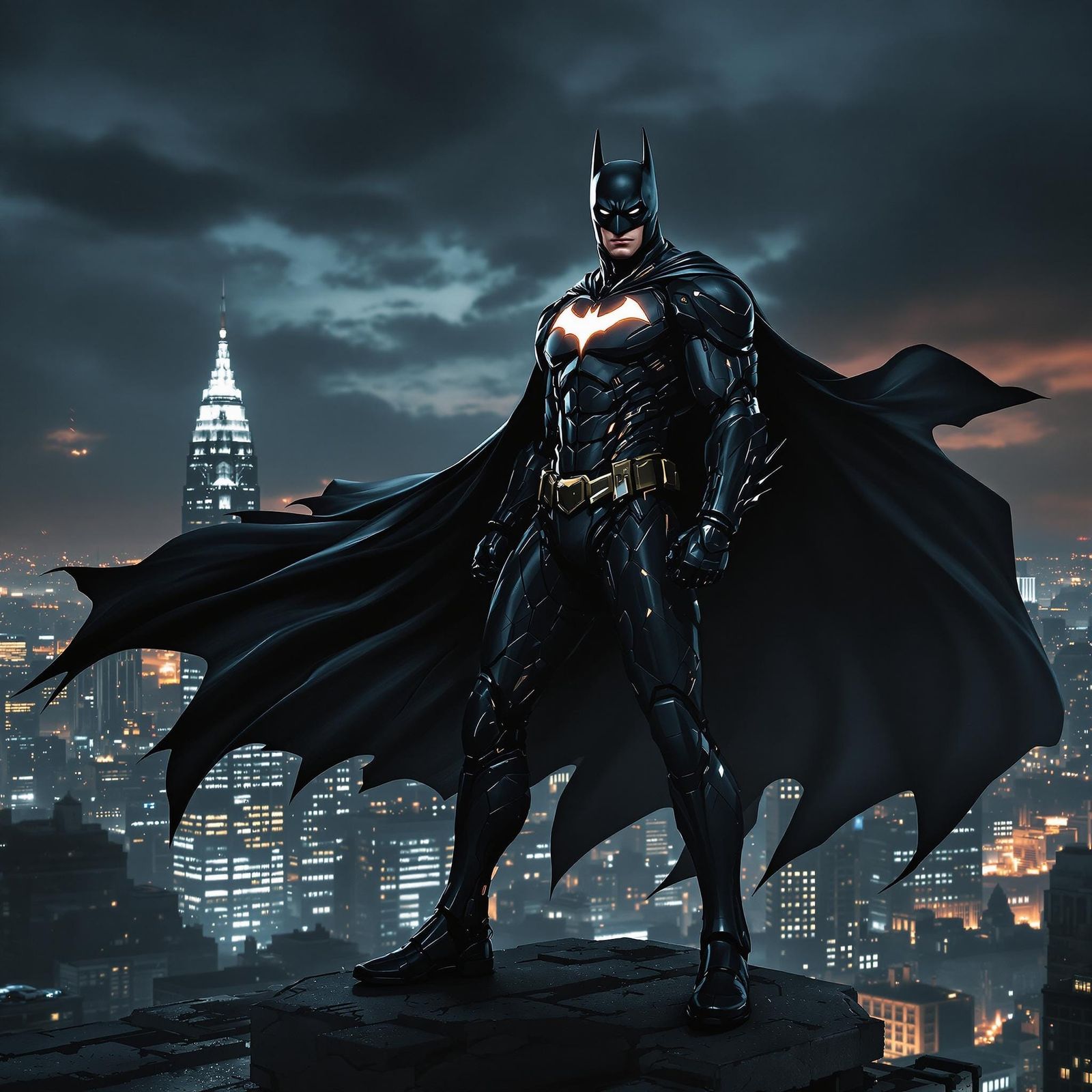 Dark Steel Cybernetic Batman in Gotham City