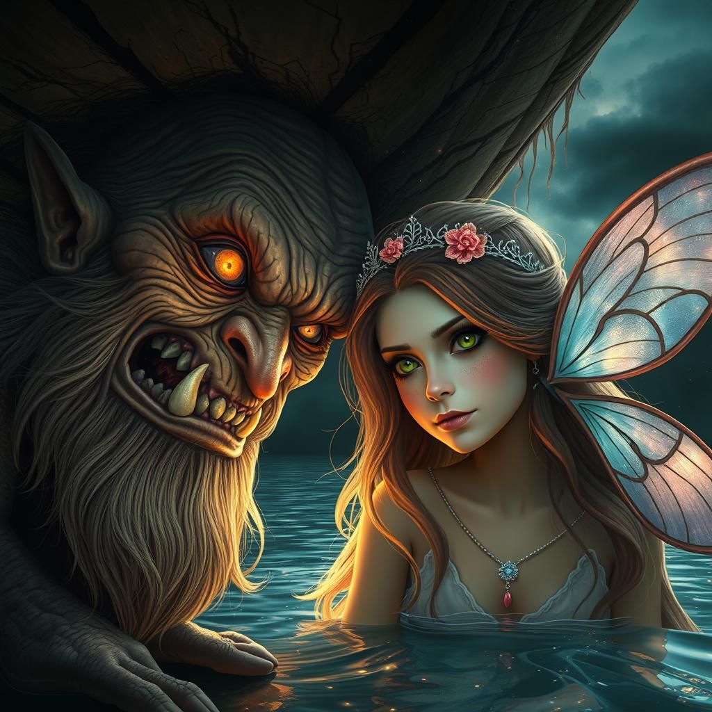 Troll and Fairy Portrait in Hyperrealistic Digital Art