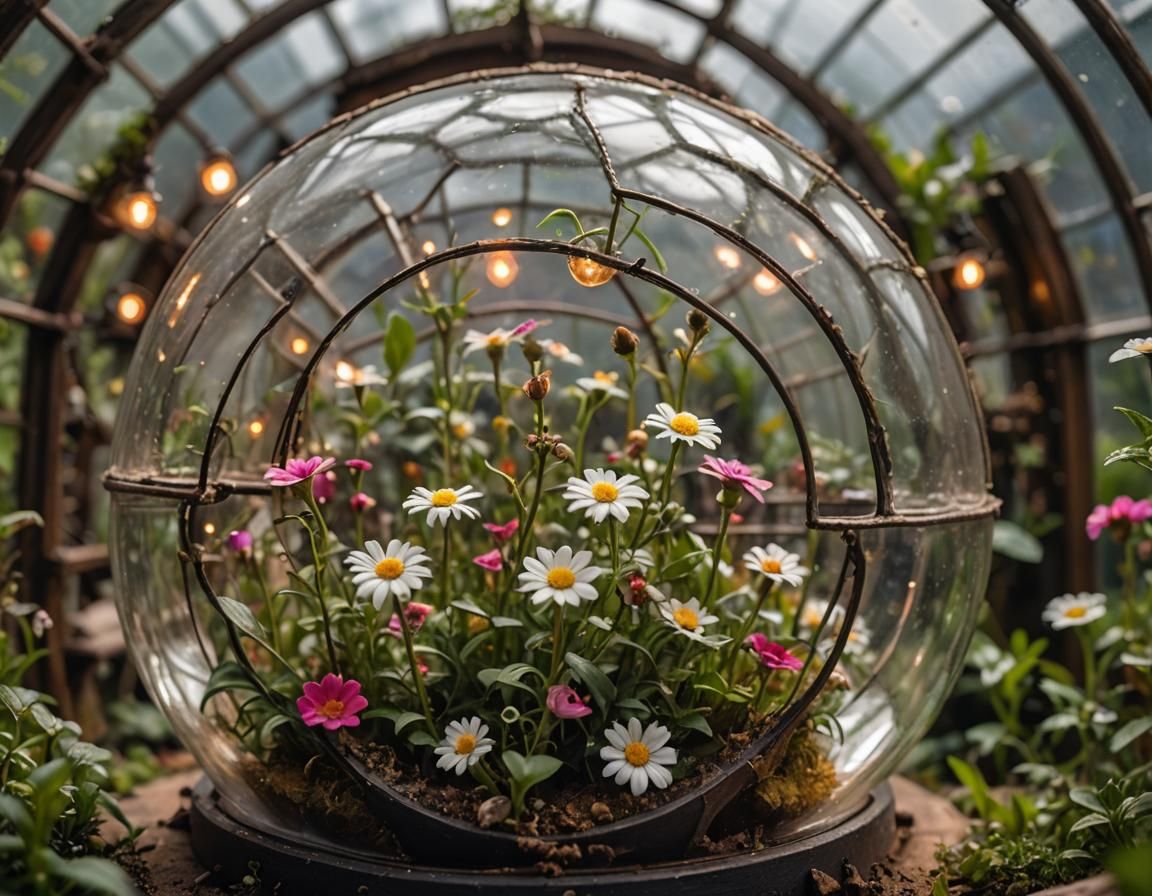 Steampunk Greenhouse Macro with Night Bokeh Lights