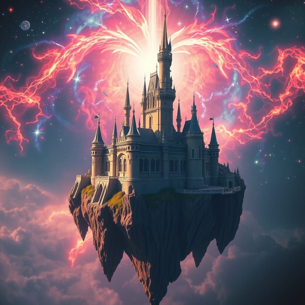 Floating Island Castle in Supernova, Digital Concept Art