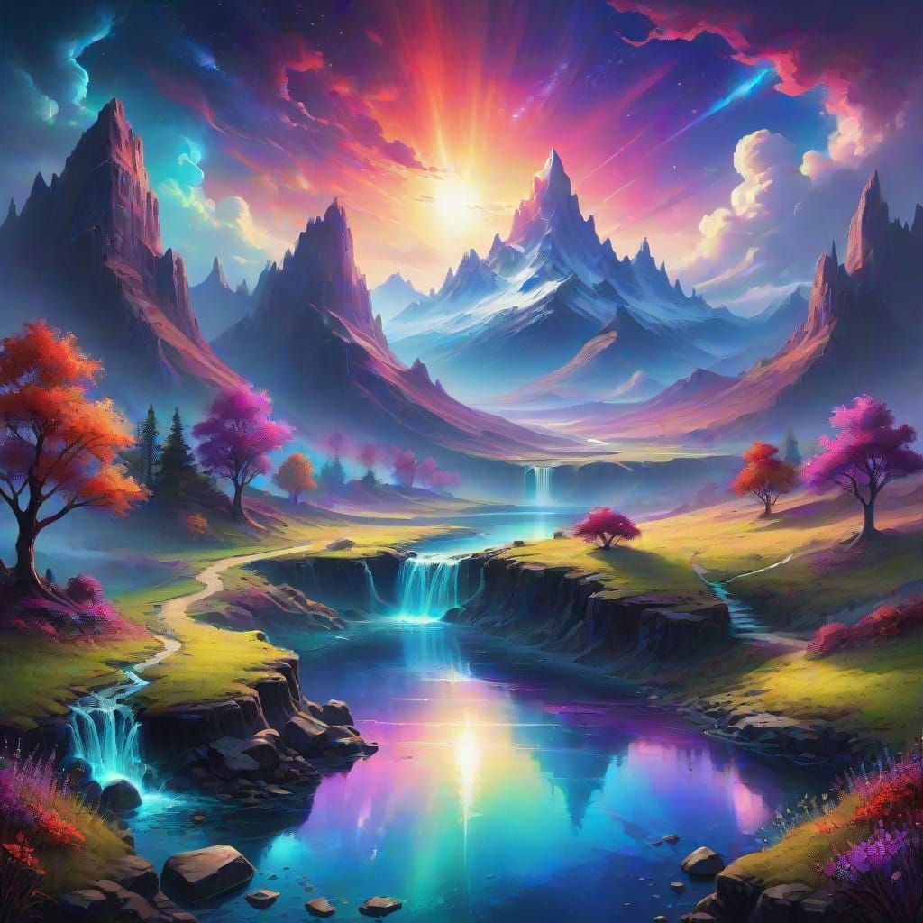 Ethereal Fantasy Realm in Vibrant Hues