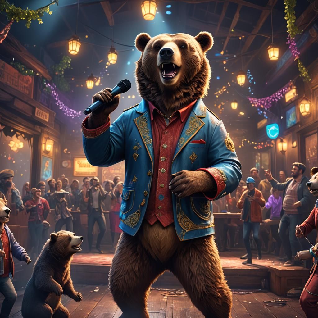Bear Sings Karaoke: Detailed Matte Painting