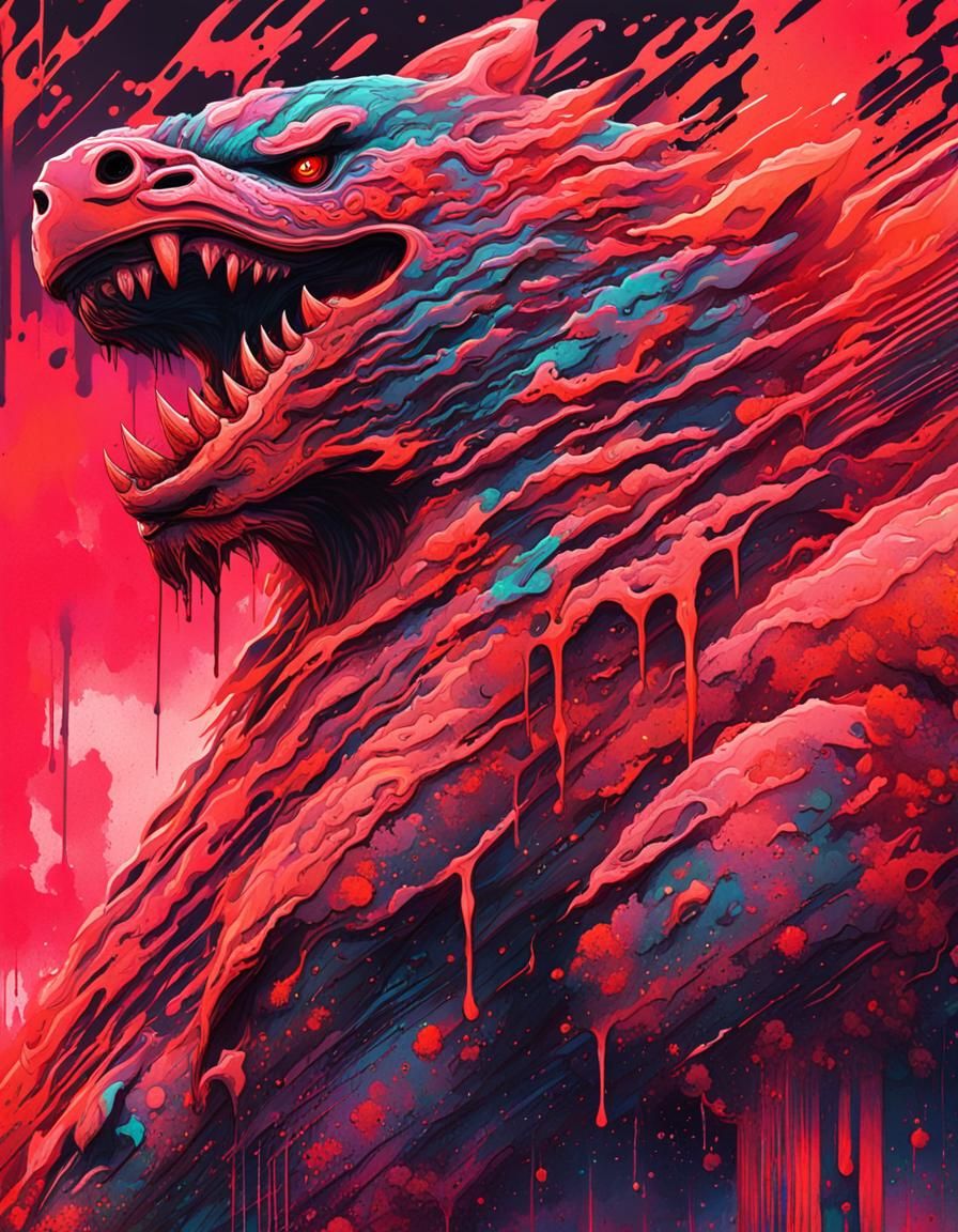 Rider of the Red Moon in Synthwave Watercolor