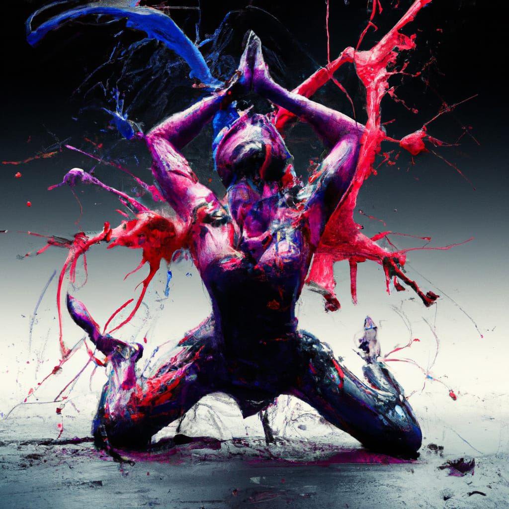 Colorful Ink Splash Yoga Pose in 3D