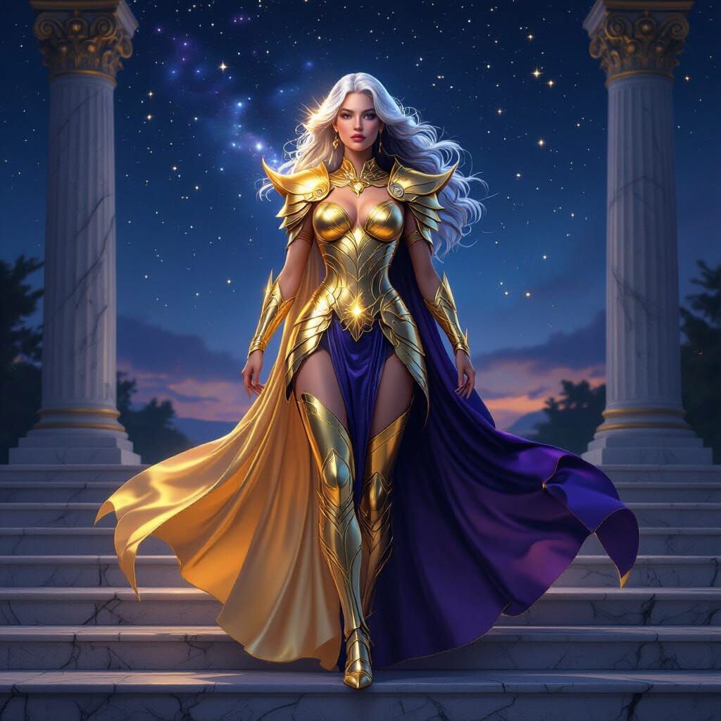 Divine Gemini Embodiment in Golden Armor