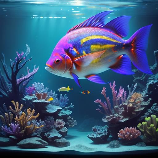 Detailed Aquarium Concept Art in Bright Colors