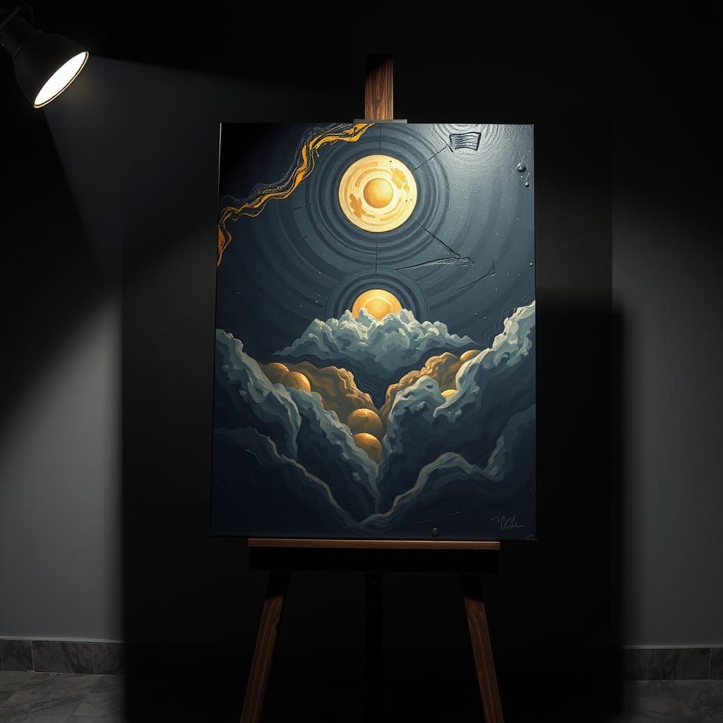 Recursive Painting: Golden Heaven in Grunge Style