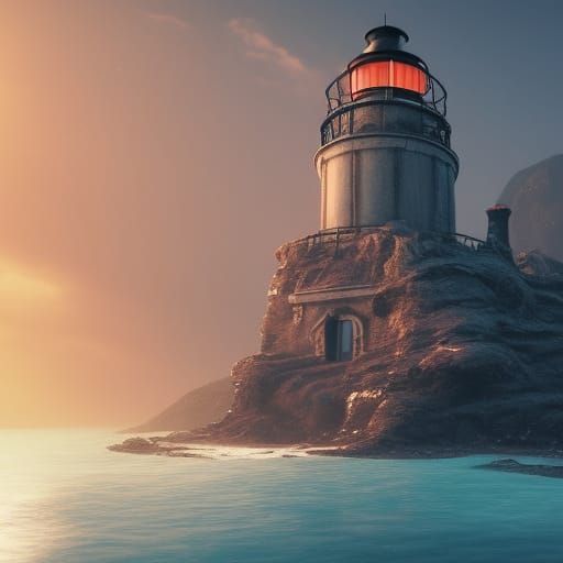 Abandoned Lighthouse on Deserted Island: Matte Painting