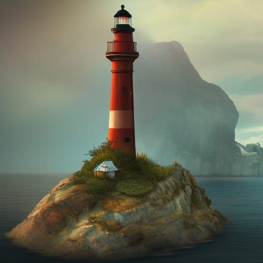 Abandoned Lighthouse on Deserted Island: Matte Painting