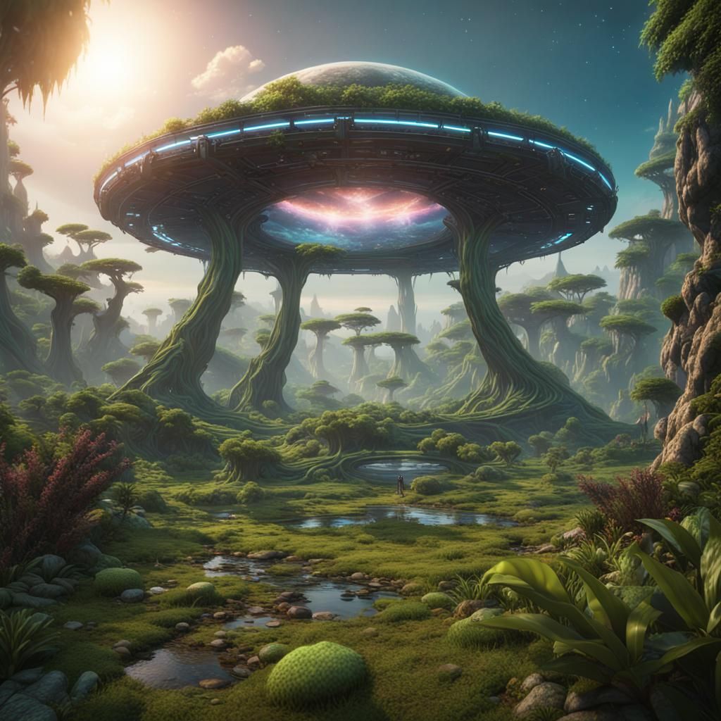 Alien Portal to a Lush World in 3D