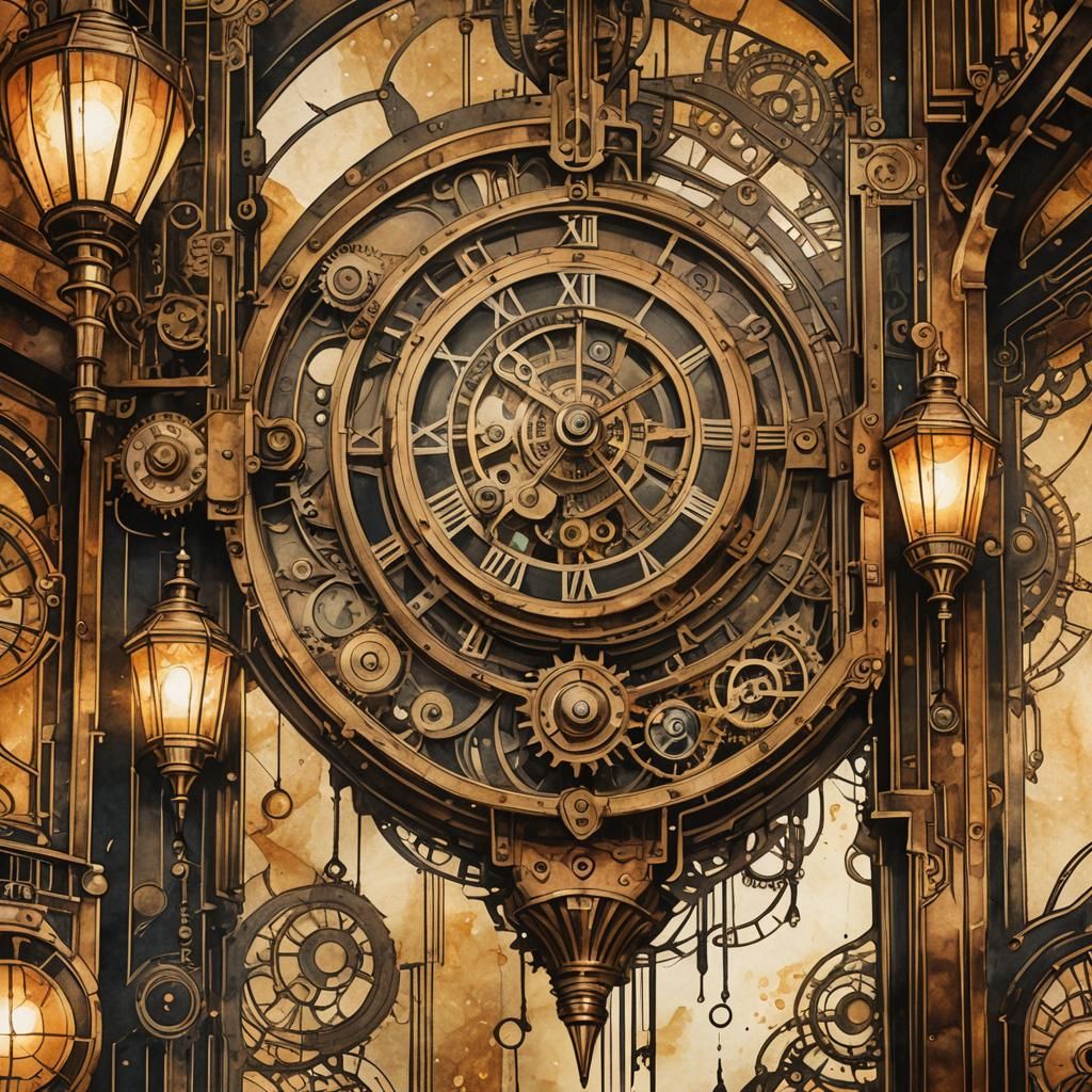 Art Deco Steampunk Clockwork Mechanism