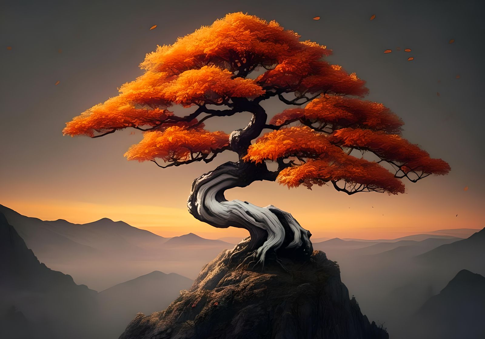 Serene Shari Bonsai Tree at Sunset