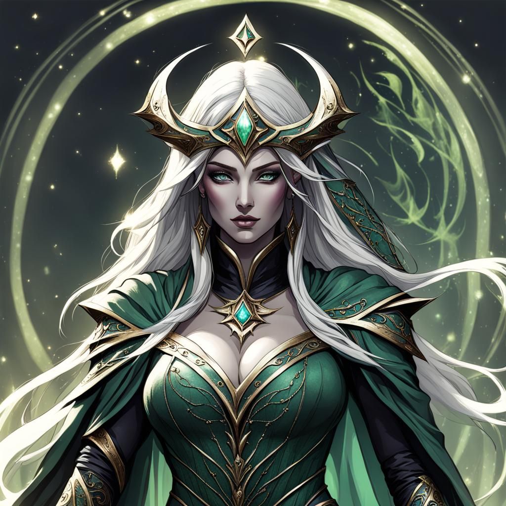 Mystical Elf Warlock of Grace and Power