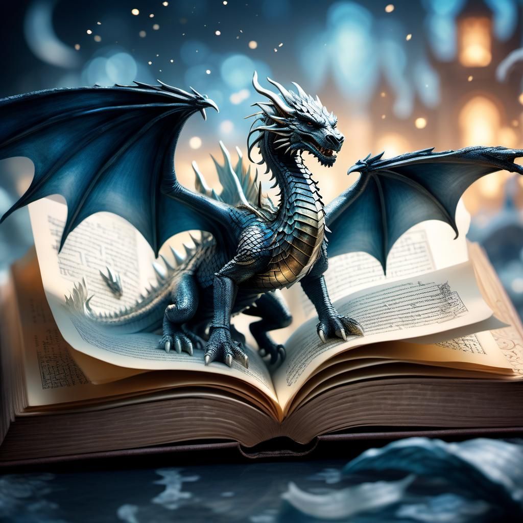 Open book, dragon emerge