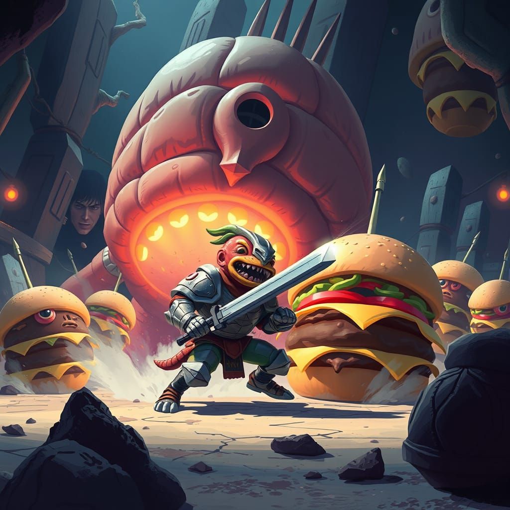 Fantasy Arena Warrior in Vibrant Armor