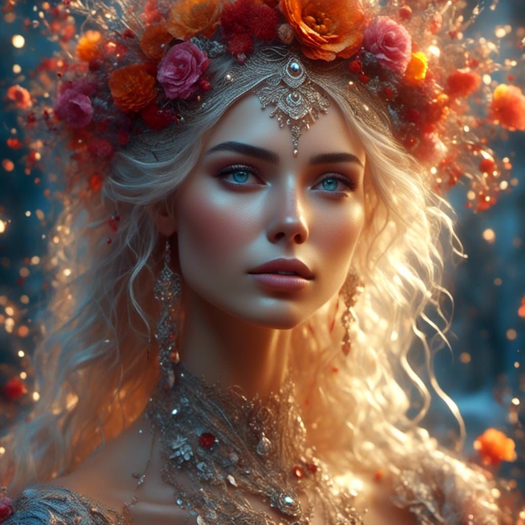 Charming Bride Portrait with Silver Luminescent Lines