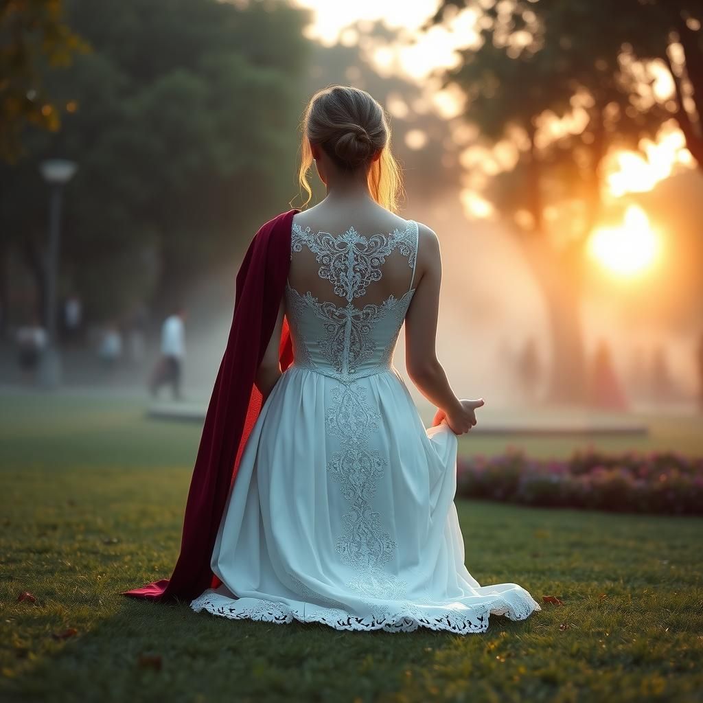 Woman Meditating in Golden Light: A Matte Painting