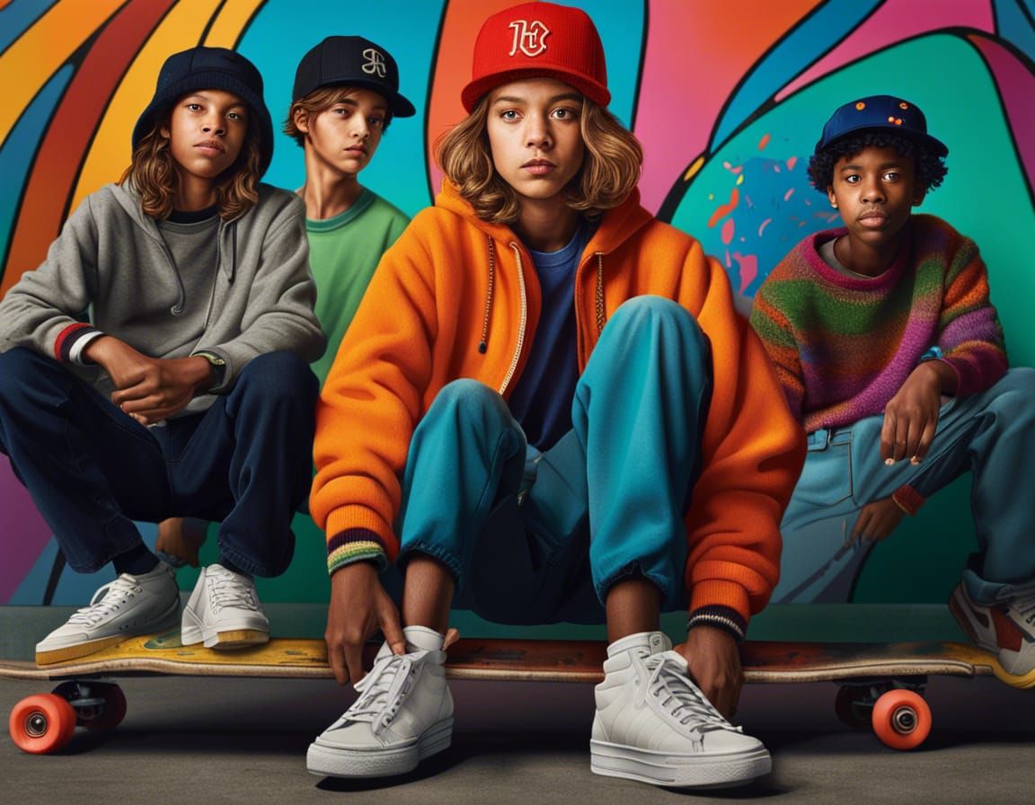 Gen Z Characters in a Vibrant Skate Park