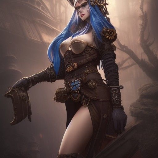 Steampunk Dark Elf Goddess Portrait in 8k