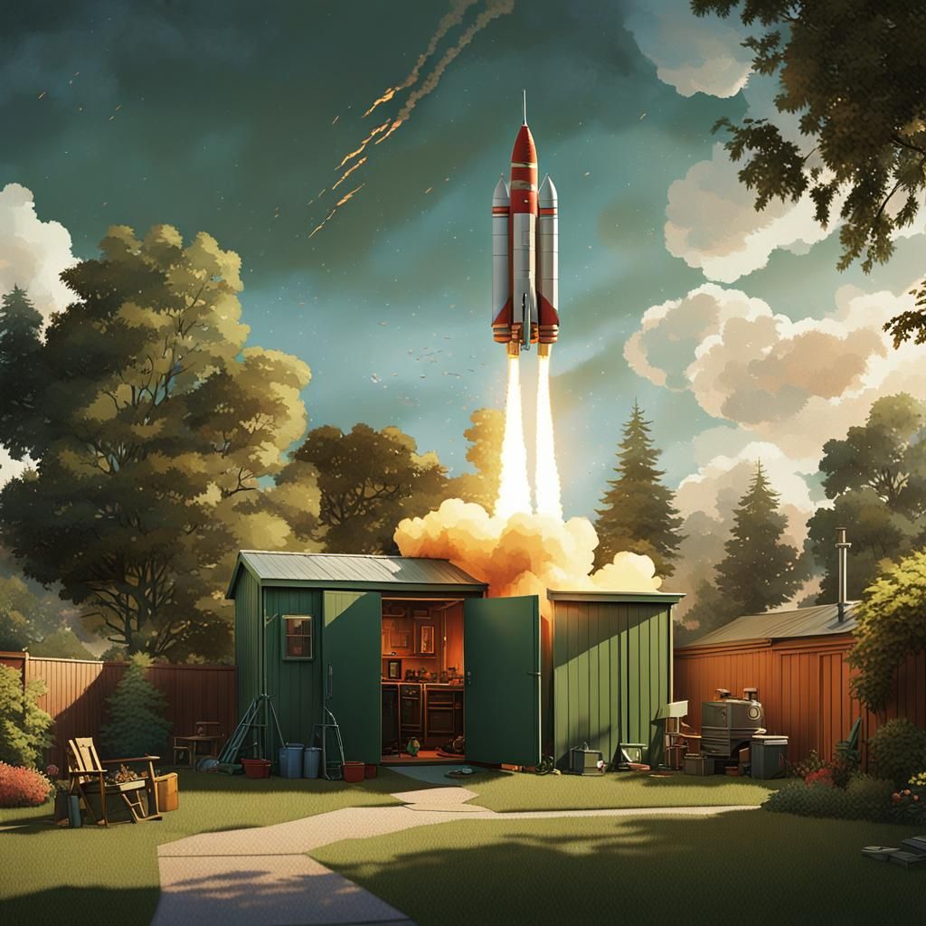Homemade Rocket Launching from Backyard Shed