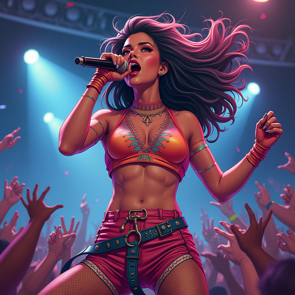 Vibrant Italorock Singer Performs Live in a Thundering Conce...