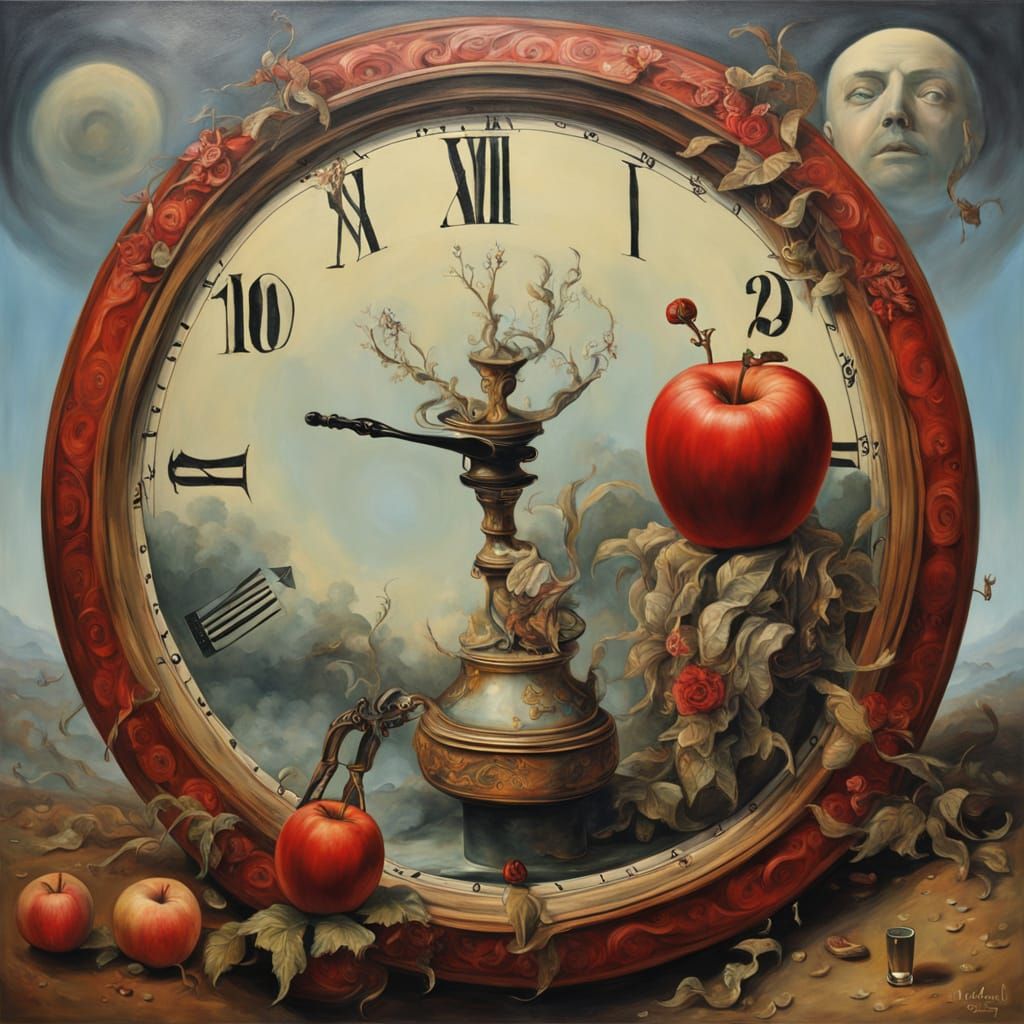 Surreal Lady with Glass Slipper and Melting Hollyhock