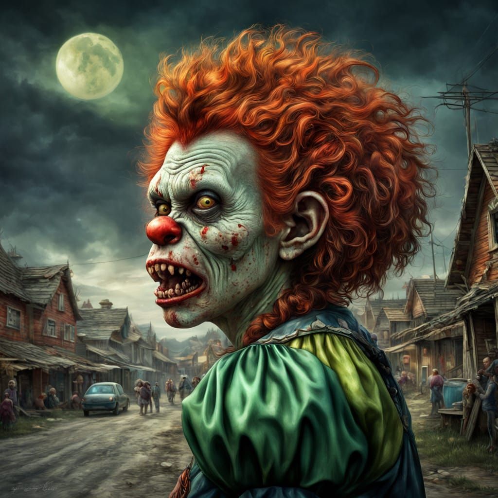 Hyperrealistic Portrait of a Clumsy Village Idiot Zombie Mon...