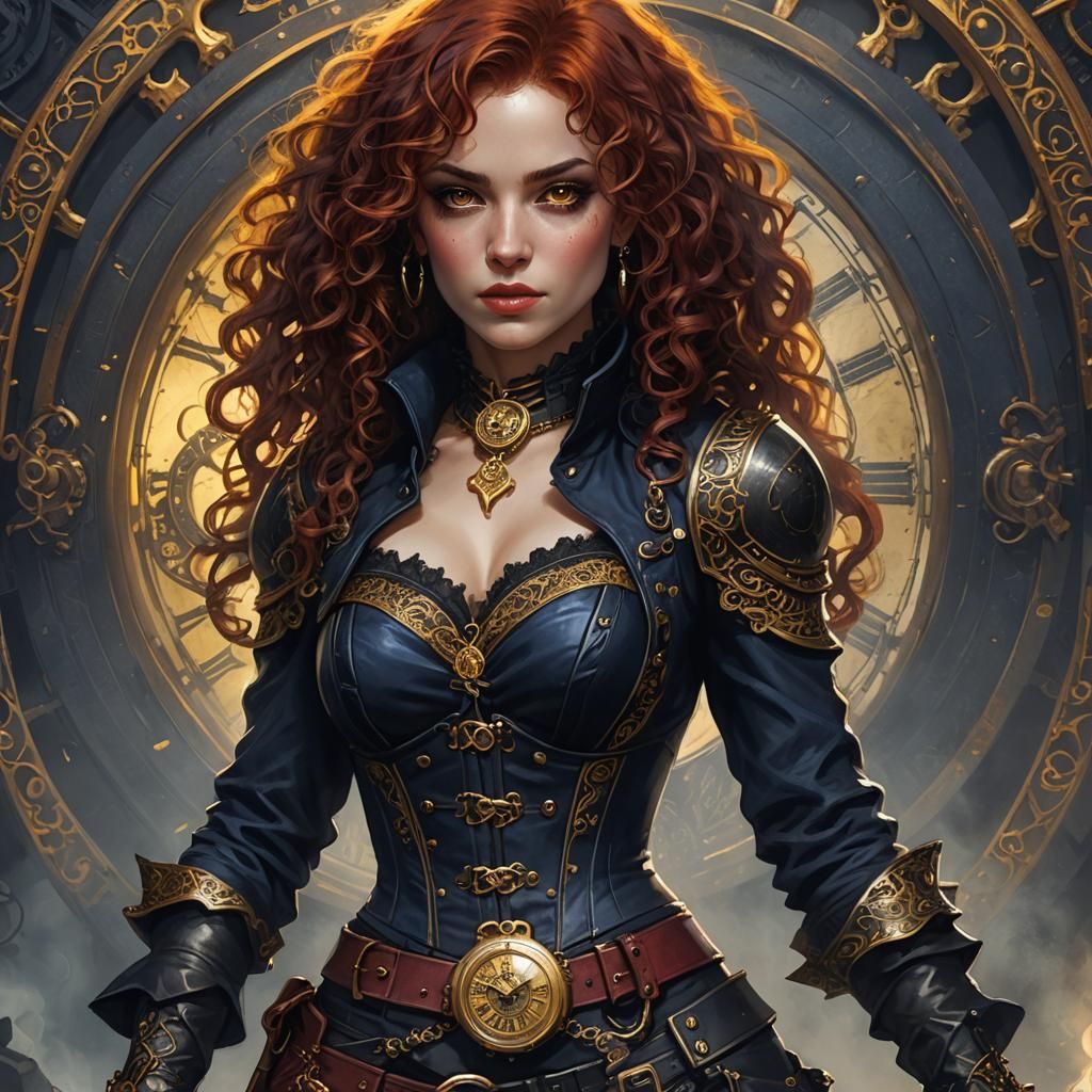 Steampunk Rogue Portrait in Dark Fantasy Style