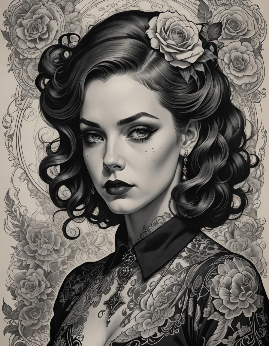 Hermione Granger Reimagined: 1940s Goth Portrait