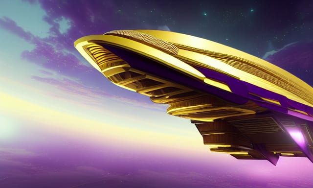 Epic Purple Spaceship with Gold Trim