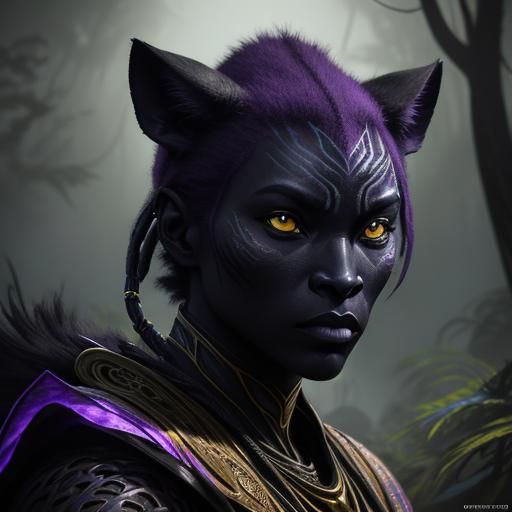 Werepanther: African Woman in Savanna, Dark Fantasy Art
