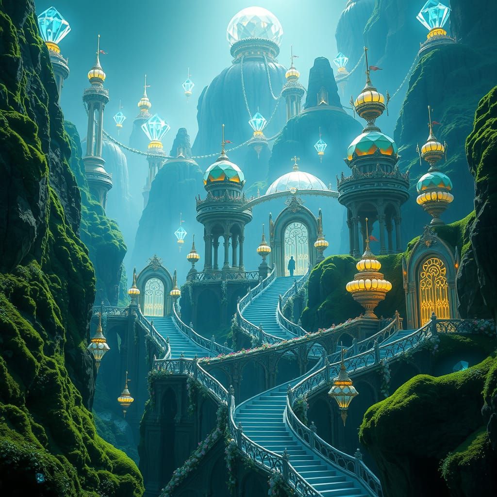 Crystal Palace in Emerald Mountain: Fantasy Art