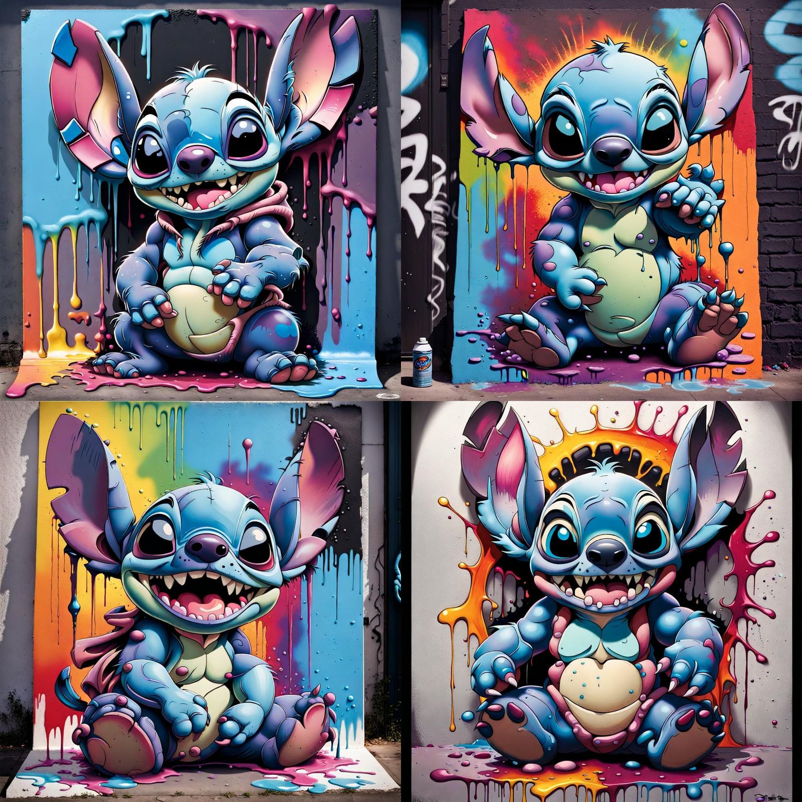 Stitch as Graffiti Art, Ultra Detailed Street Art