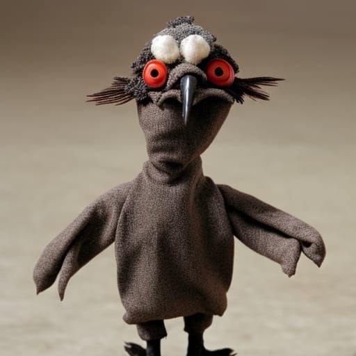 Grotesque Cartoon Crow Doll for Stop Motion