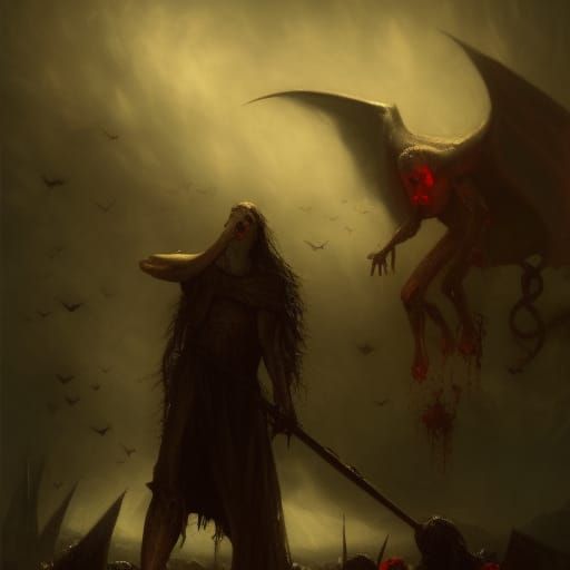 Medieval Vampire with Dripping Blood in Dark Fantasy