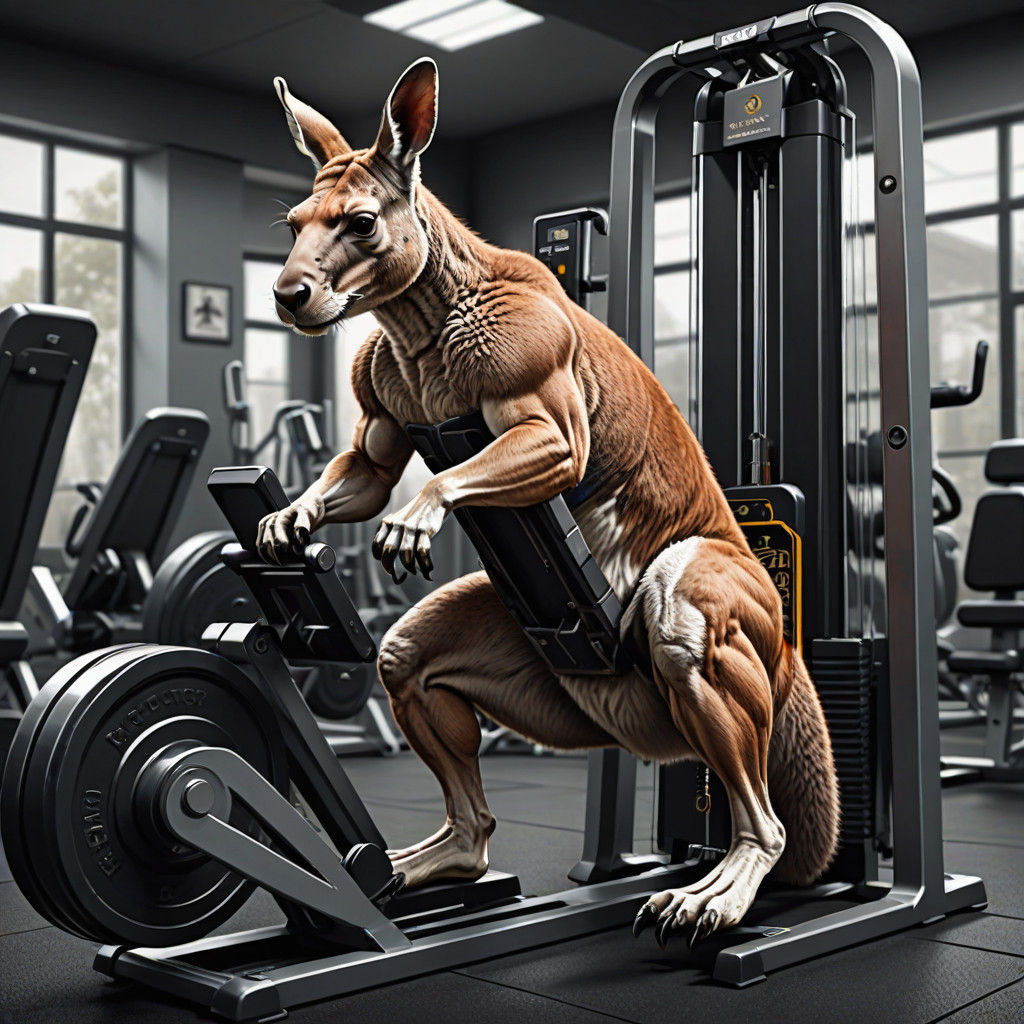 Musclebound Kangaroo Unleashes Power on Digital Leg Press