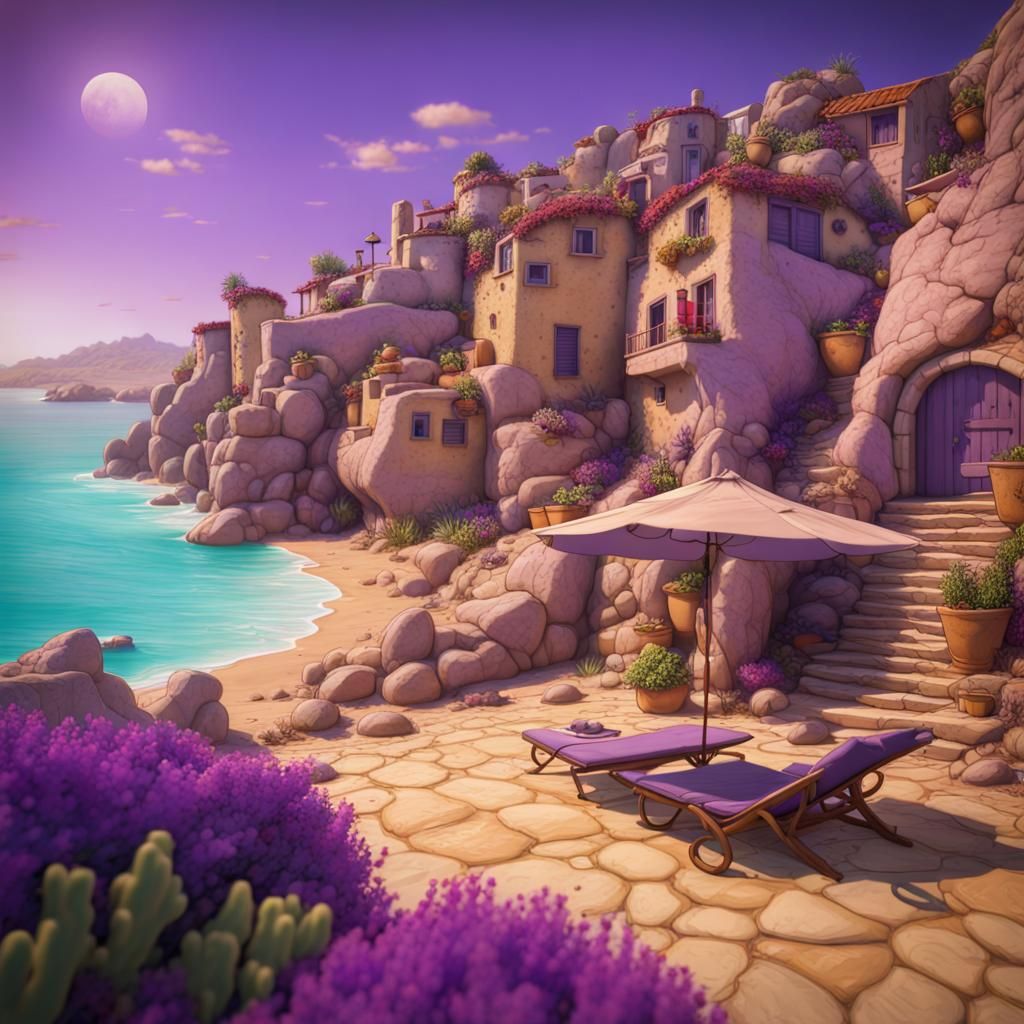 Courage the Dog Sunbathing on Mediterranean Coast