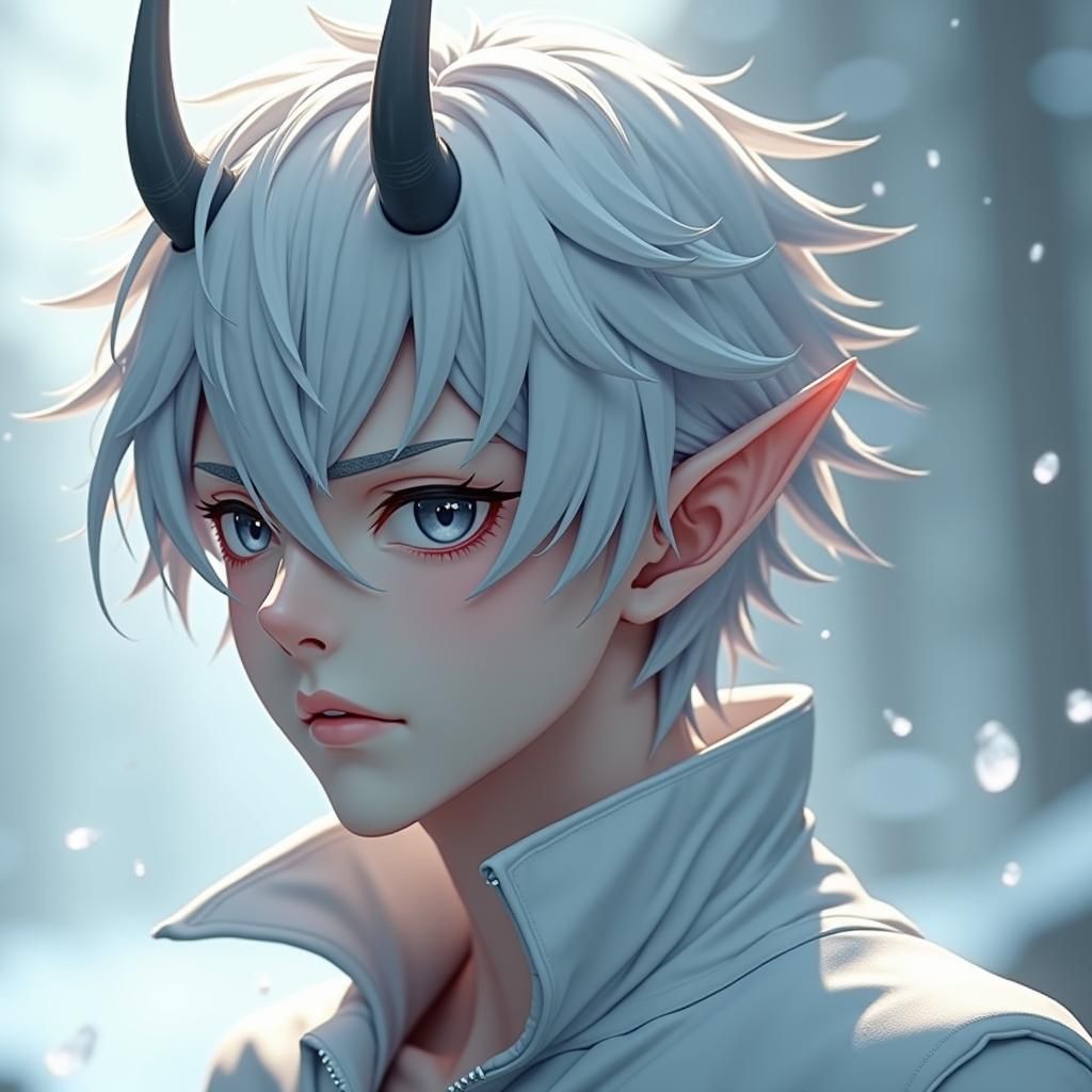 Anime-Style Demon Portrait in 3D