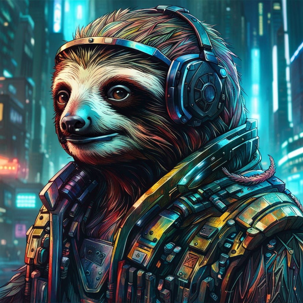 cyberpunk sloth!
