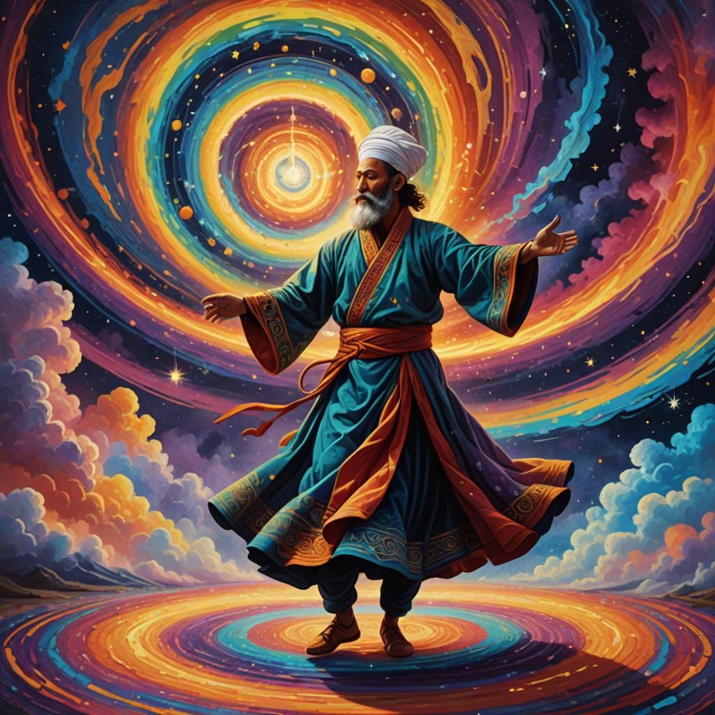 Ethereal Whirling Dervish in a Cosmic Realm