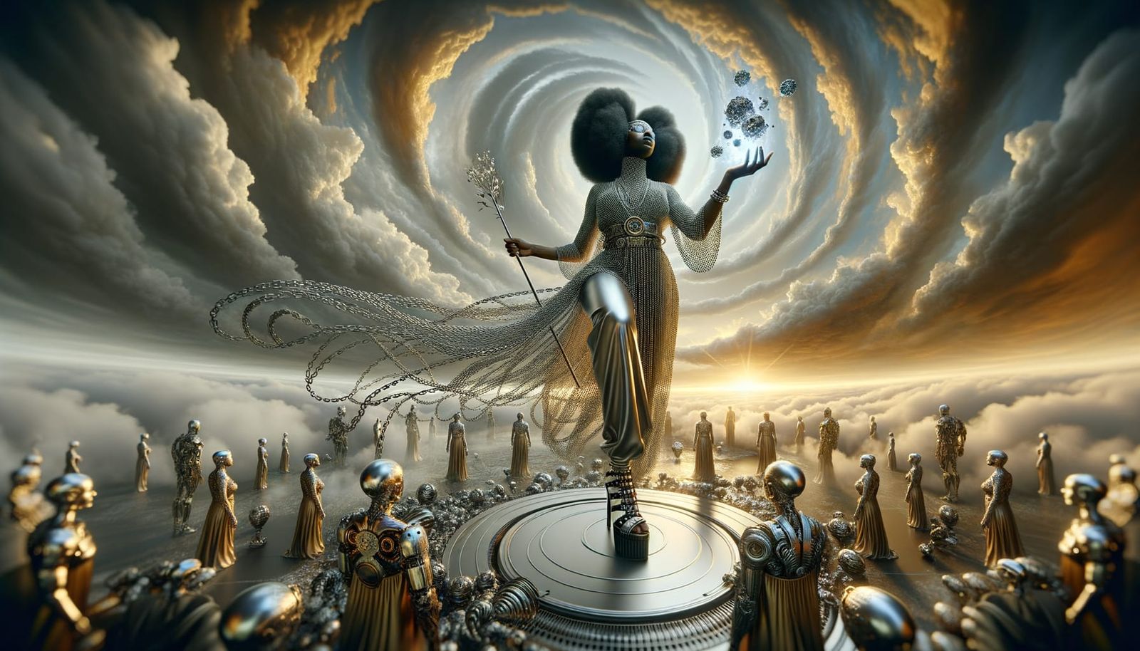 Steampunk Woman in Surreal Landscape