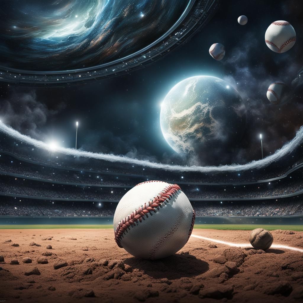 Alien Reaching for Baseball in Space