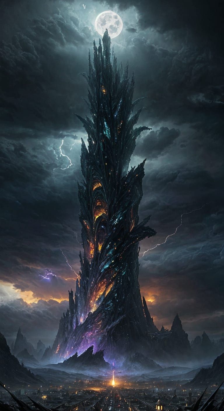 Glass Elemental Serpent in Stormy Landscape