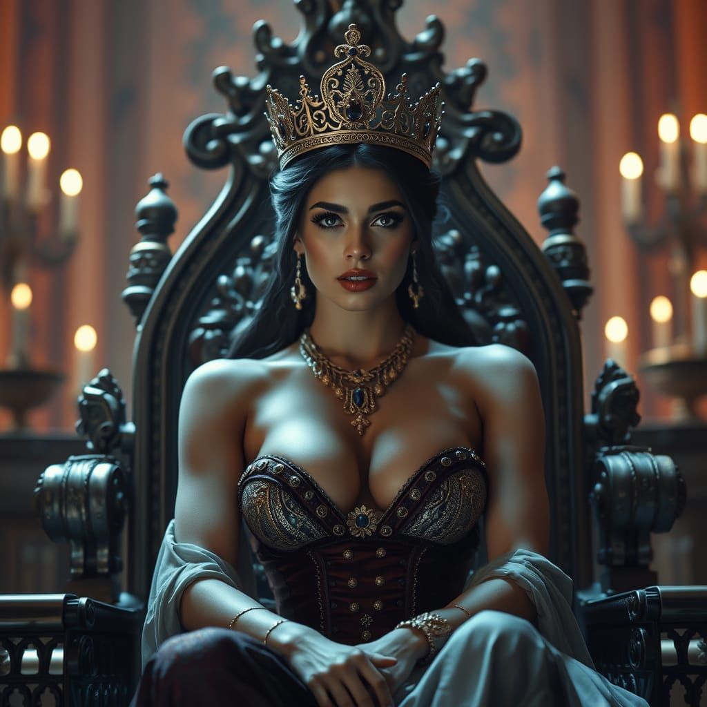Elegant Empress on Throne with Cinematic Lighting