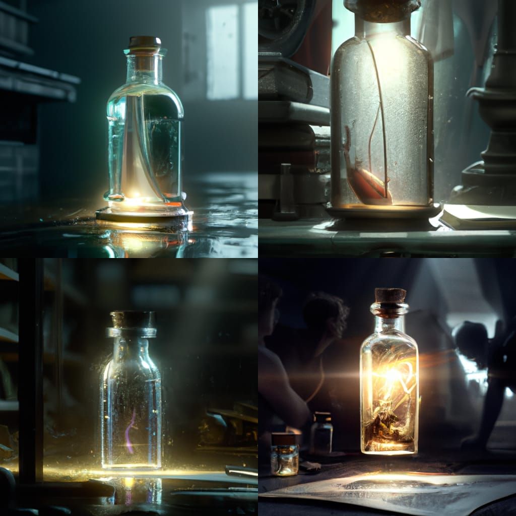 Ray in Glass Vial, Photorealistic Art