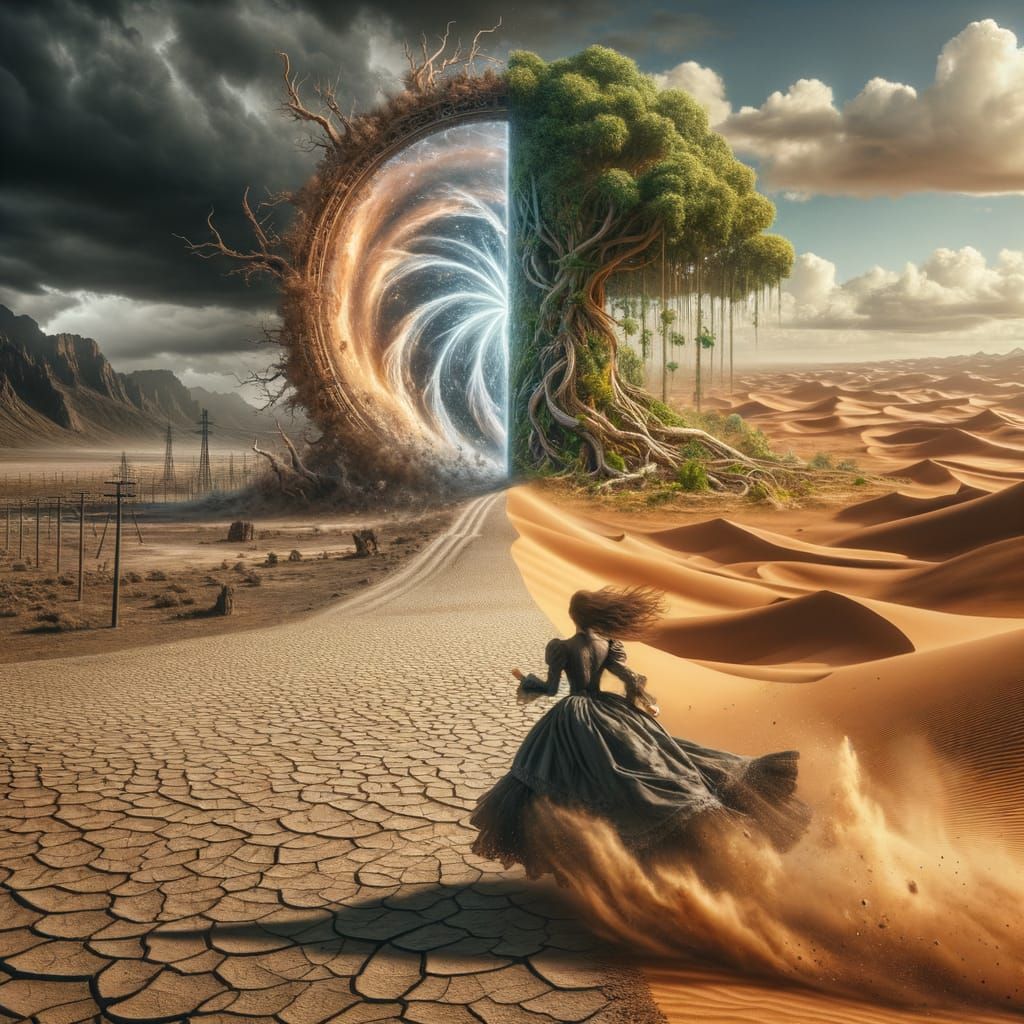Dystopian Portal: Victorian Woman's Desert Escape