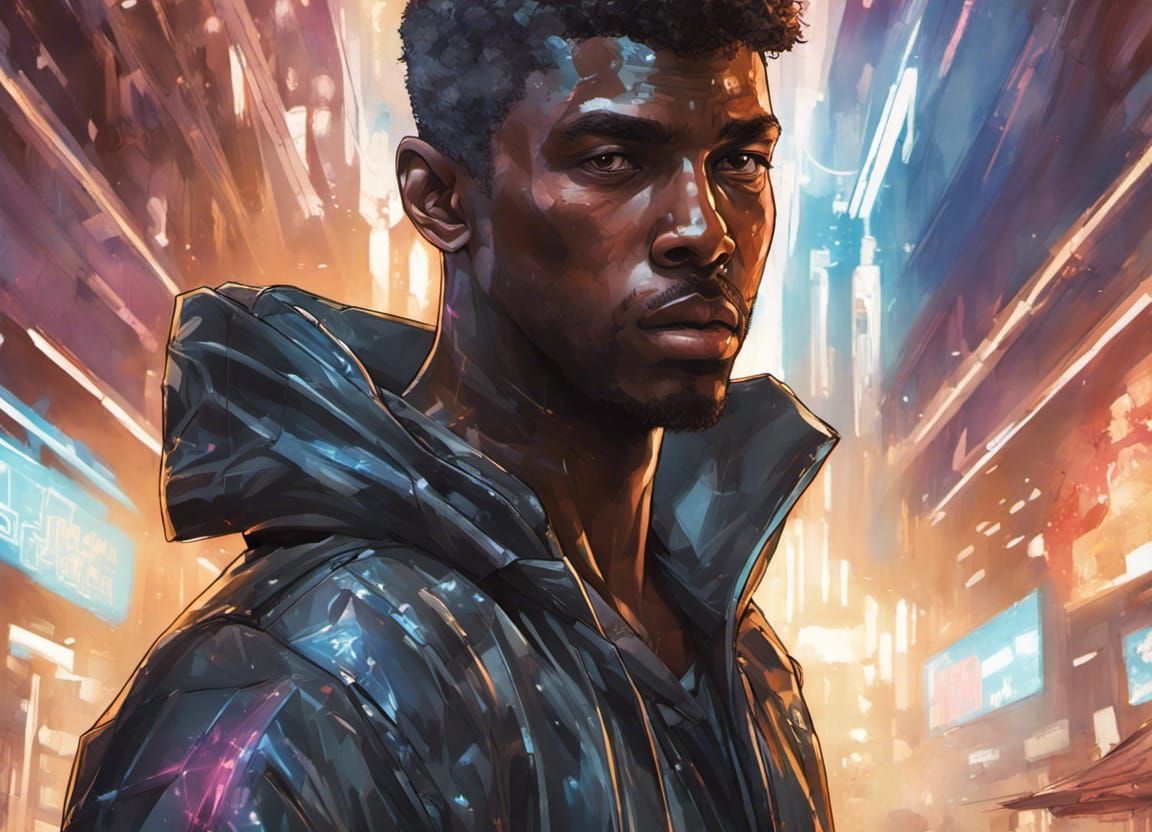 Futuristic Ninja Portrait in Anime Style