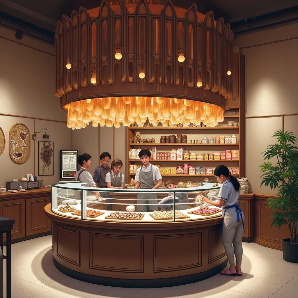Premium Ice Cream Shop in Matte Painting Style