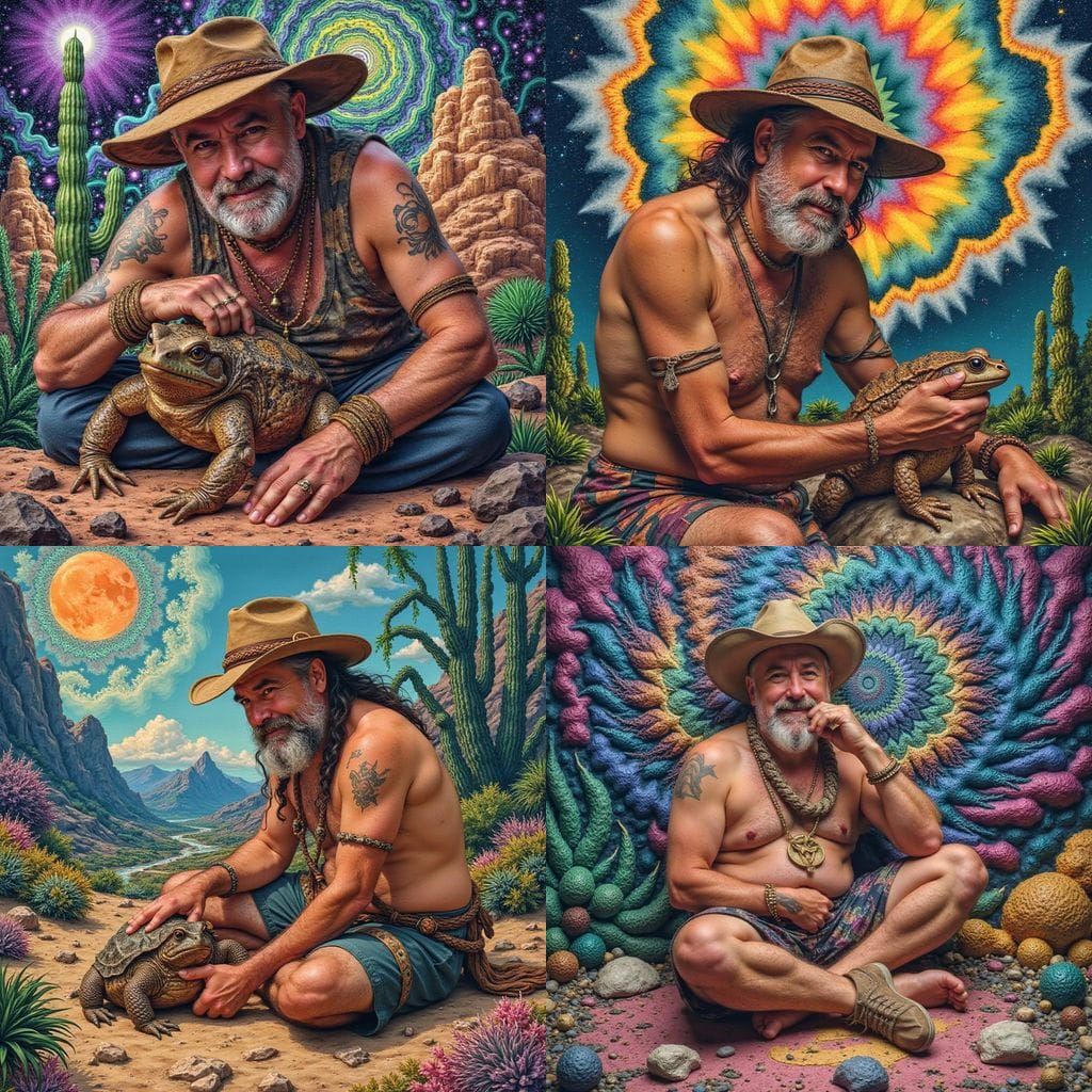 Shamanic Psychedelic Portrait in Fractal Geometric Patterns