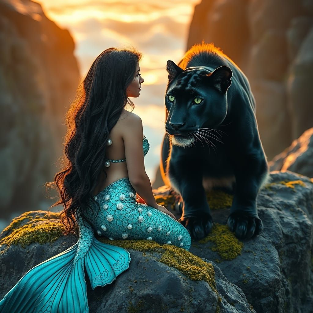 Enchanted Mermaid Serenades Majestic Panther